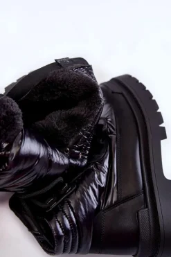 Damskie Buty Sergio Leone Damskie Botki Trapery Na Platformie Czarne Nerina