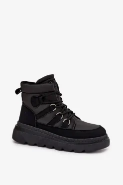 Hot Boto Damskie Botki Trapery Na Platformie Czarne Liorae Czarny