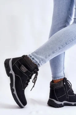 Best Boto Damskie Botki Trapery Ocieplane Na Suwak Czarne Jake