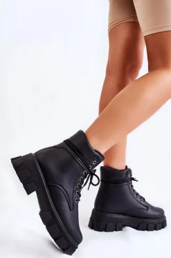 Boto Botki Ocieplane|Damskie Trapery*Damskie Botki Trapery Ocieplane Czarne Flavin