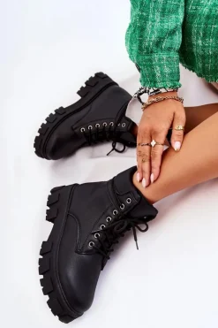 Boto Botki Ocieplane|Damskie Trapery*Damskie Botki Trapery Ocieplane Czarne Flavin