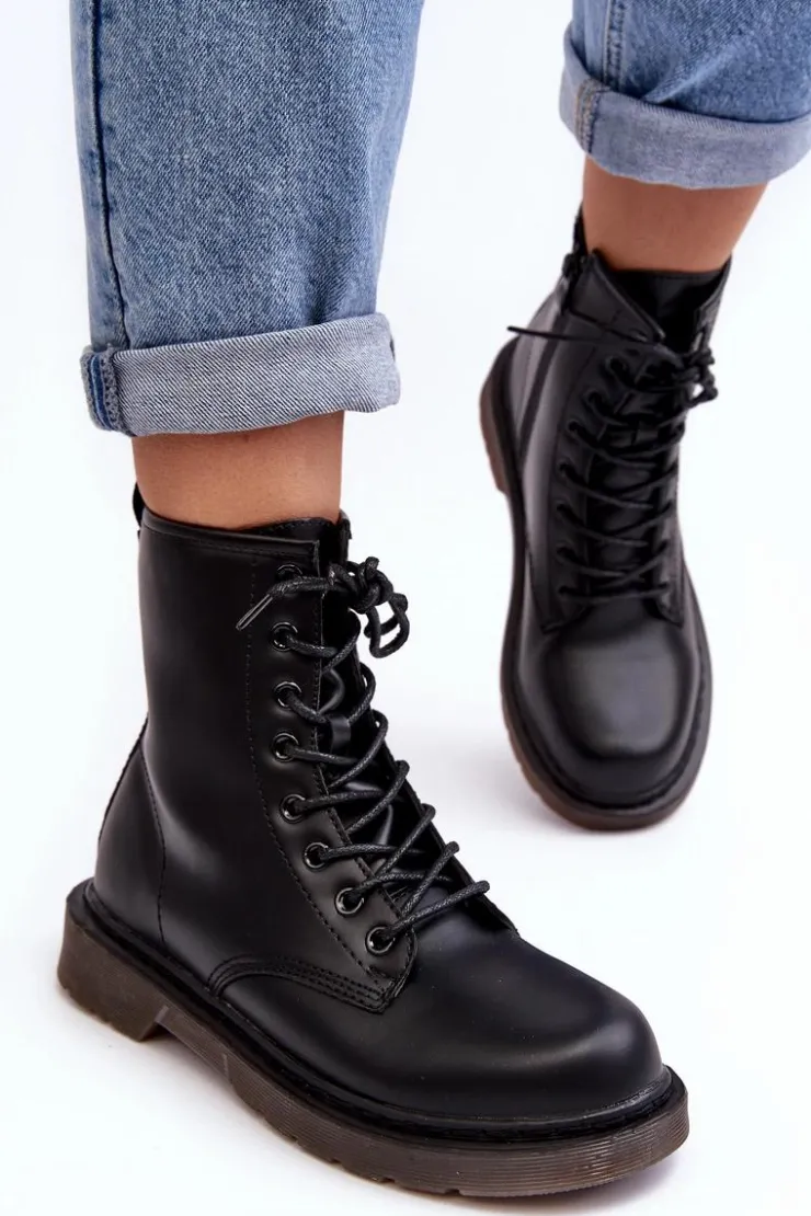 Damskie Boto Damskie Botki Trapery Z Suwakiem Czarne Mibrasa