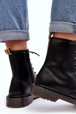 Damskie Boto Damskie Botki Trapery Z Suwakiem Czarne Mibrasa