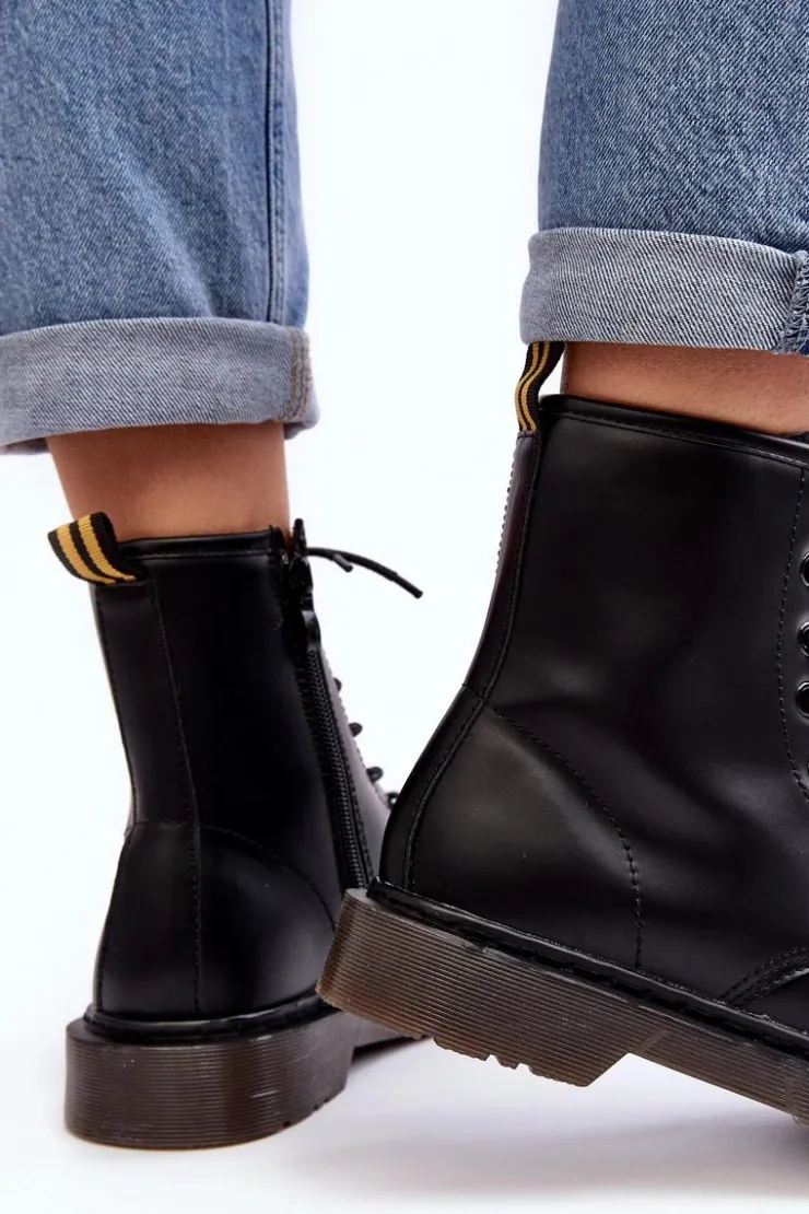 Damskie Boto Damskie Botki Trapery Z Suwakiem Czarne Mibrasa