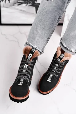 Hot Big Star Shoes Damskie Botki Trapery Zamszowe Big Star Szare GG274903