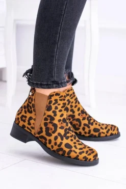 Outlet Boto Damskie Botki w Panterkę Sztyblety Midas