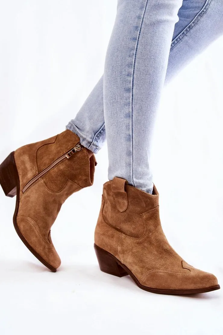 Damskie Boto Damskie Botki W Szpic Lewski Shoes 3236 Beżowe