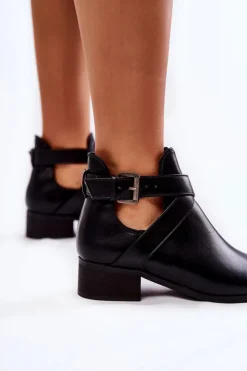 Boto Czarne Botki|Botki Płaskie*Damskie Botki W Szpic Z Wycięciami Czarne Mandy