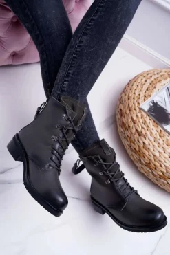 Online Big Star Shoes Damskie Botki Workery Big Star Skórzane Szare EE274507