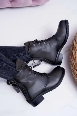 Online Big Star Shoes Damskie Botki Workery Big Star Skórzane Szare EE274507