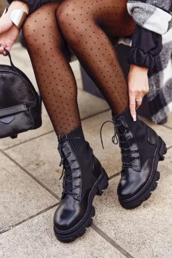 Boto Damskie Botki Workery Czarne Megan