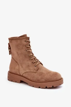 Damskie Boto Damskie Botki Workery Na Suwak Jasnobrązowe Ninsuni