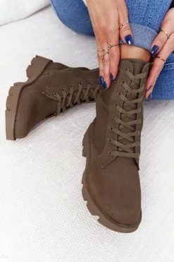 Damskie Boto Damskie Botki Workery Zielone Haley