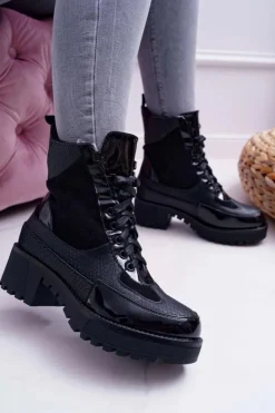 Best Boto Damskie Botki Wysokie Czarne Trapery Nemtere