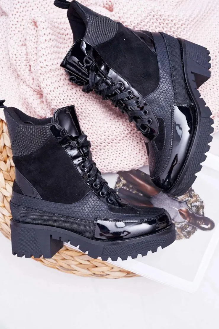 Best Boto Damskie Botki Wysokie Czarne Trapery Nemtere