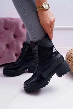 Best Boto Damskie Botki Wysokie Czarne Trapery Nemtere