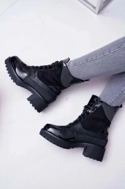 Best Boto Damskie Botki Wysokie Czarne Trapery Nemtere