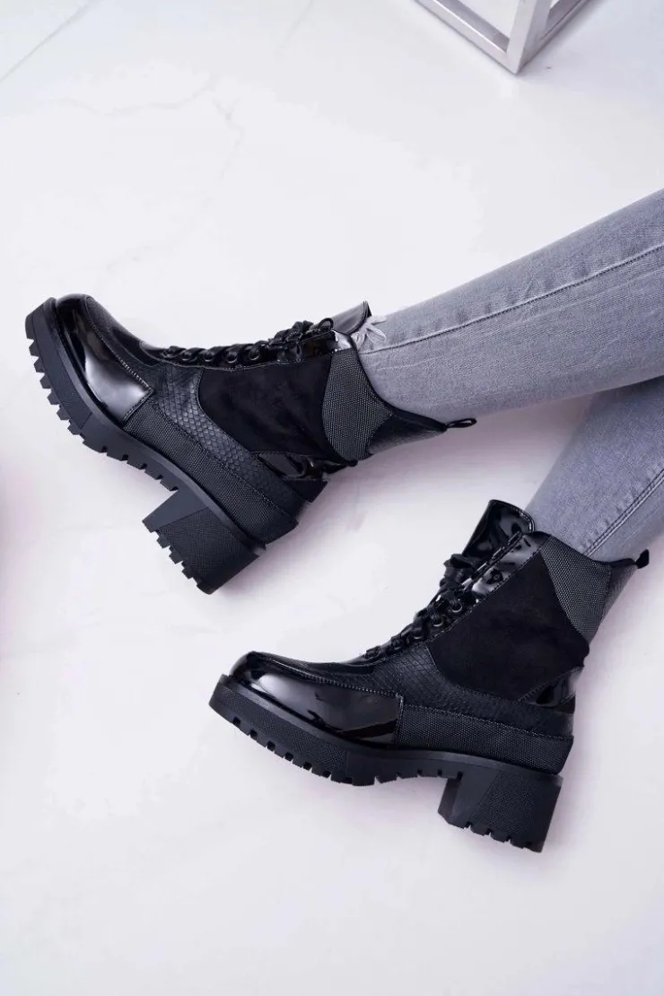 Best Boto Damskie Botki Wysokie Czarne Trapery Nemtere