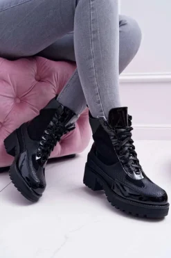 Best Boto Damskie Botki Wysokie Czarne Trapery Nemtere