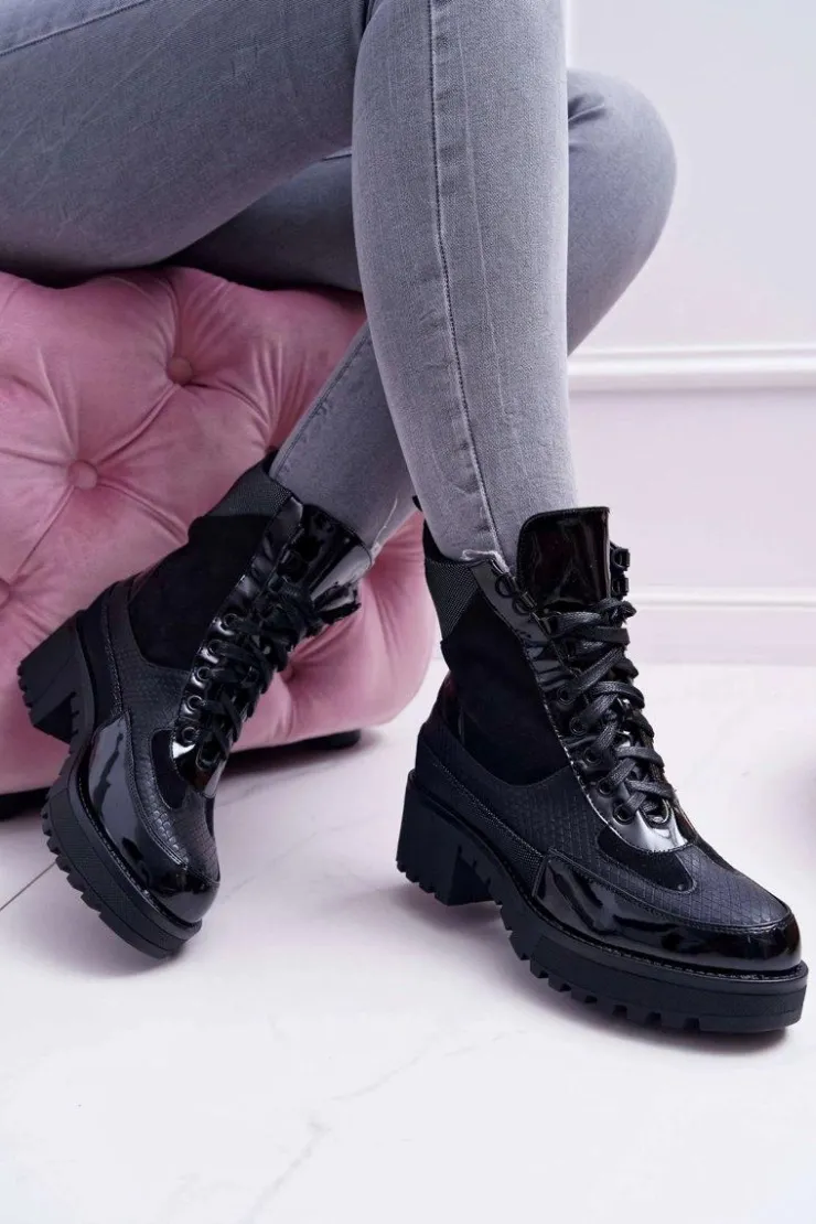 Best Boto Damskie Botki Wysokie Czarne Trapery Nemtere