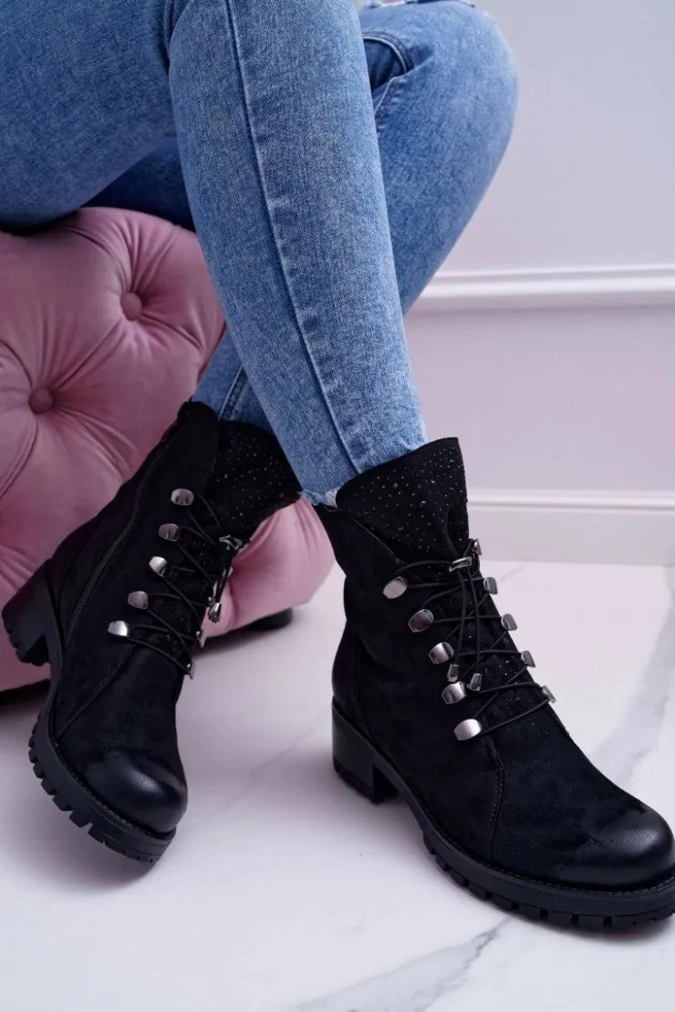 Damskie Damskie buty S.Barski Damskie Botki Wysokie Czarne Barski 18-52