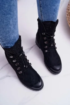 Damskie Damskie buty S.Barski Damskie Botki Wysokie Czarne Barski 18-52