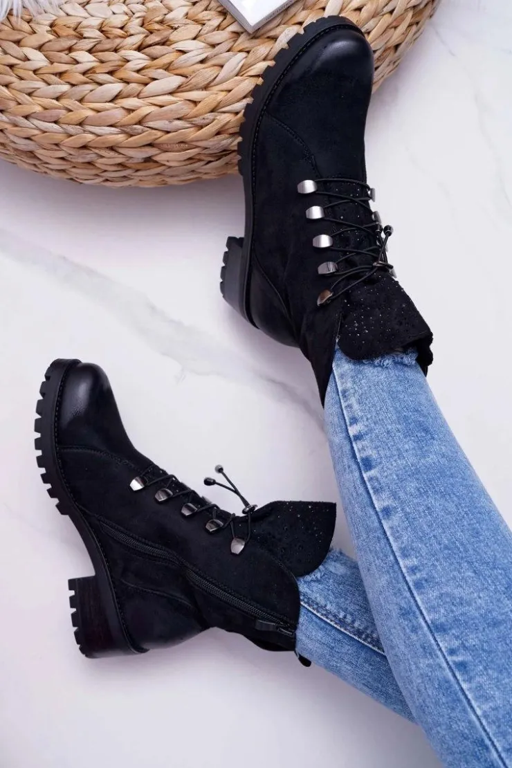 Damskie Damskie buty S.Barski Damskie Botki Wysokie Czarne Barski 18-52