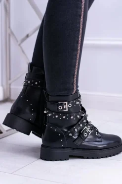 Boto Botki Sznurowane|Botki Zimowe Damskie*Damskie Botki Wysokie Czarne Trapery Albere