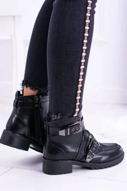 Damskie Boto Damskie Botki Z Klamrami Ocieplane Skadi