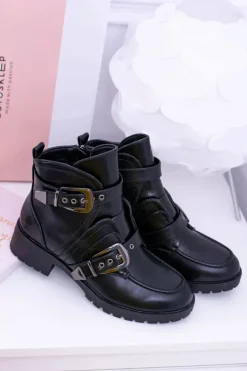 Damskie Boto Damskie Botki Z Klamrami Ocieplane Skadi