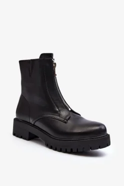 Boto Czarne Botki|Botki Płaskie*Damskie Botki Z Suwakiem Czarne Tisaia