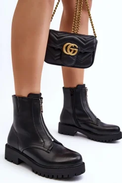 Boto Czarne Botki|Botki Płaskie*Damskie Botki Z Suwakiem Czarne Tisaia