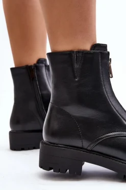 Boto Czarne Botki|Botki Płaskie*Damskie Botki Z Suwakiem Czarne Tisaia