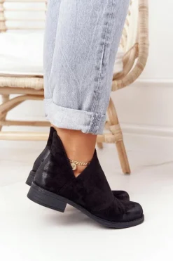 Boto Botki Wiosenne|Czarne Botki*Damskie Botki Z Wycięciami Czarne Hillary