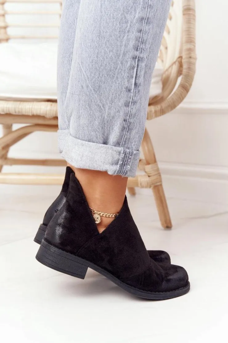 Boto Botki Wiosenne|Czarne Botki*Damskie Botki Z Wycięciami Czarne Hillary