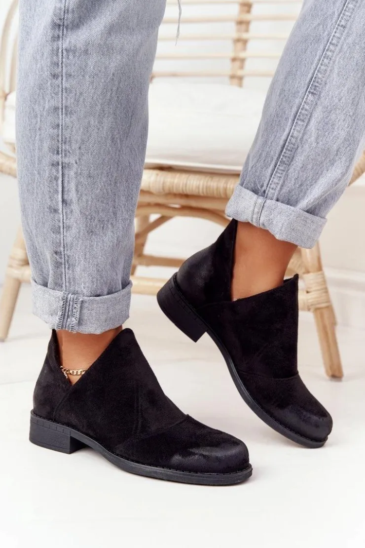 Boto Botki Wiosenne|Czarne Botki*Damskie Botki Z Wycięciami Czarne Hillary