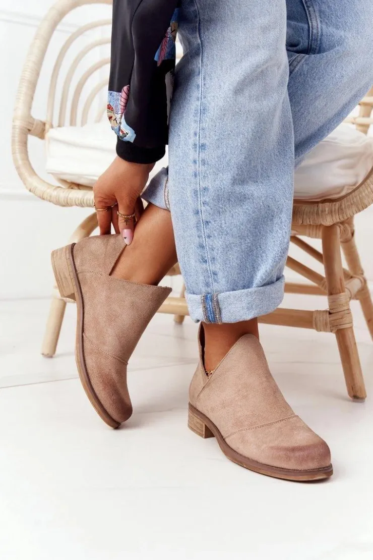 Online Boto Damskie Botki Z Wycięciami Beżowe Hillary