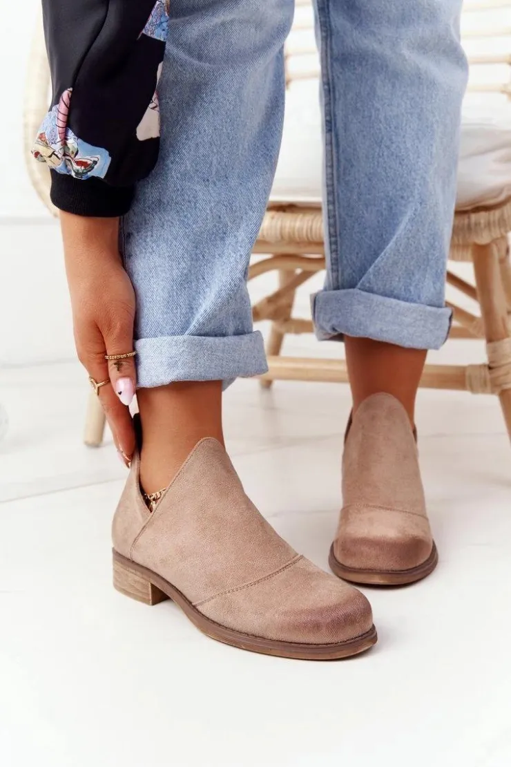 Online Boto Damskie Botki Z Wycięciami Beżowe Hillary