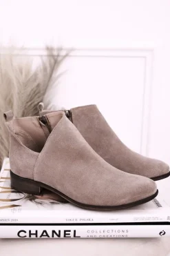 Discount Boto Damskie Botki Z Wycięciem Zamszowe Cappuccino Clarence
