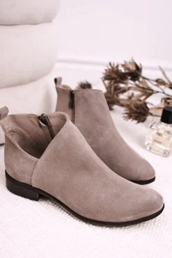 Discount Boto Damskie Botki Z Wycięciem Zamszowe Cappuccino Clarence