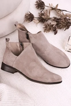 Discount Boto Damskie Botki Z Wycięciem Zamszowe Cappuccino Clarence