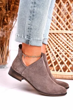 Damskie Boto Damskie Botki Z Wycięciem Zamszowe Brązowe Clarence