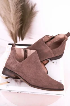 Damskie Boto Damskie Botki Z Wycięciem Zamszowe Brązowe Clarence