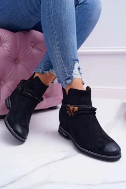 Damskie Buty damskie Vinceza Damskie Botki Zamszowe Ukryty Koturn Czarne Mirley