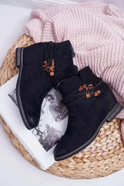 Damskie Buty damskie Vinceza Damskie Botki Zamszowe Ukryty Koturn Czarne Mirley