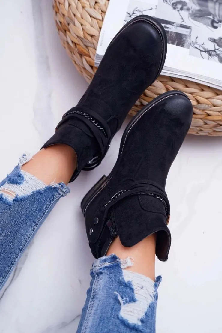 Damskie Buty damskie Vinceza Damskie Botki Zamszowe Ukryty Koturn Czarne Mirley