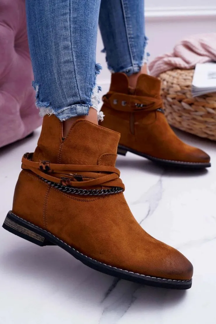 Hot Buty damskie Vinceza Damskie Botki Zamszowe Ukryty Koturn Camel Mirley