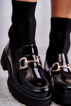 New Boto Damskie Botki Ze Skarpetą Wsuwane Czarne Sofia