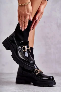 New Boto Damskie Botki Ze Skarpetą Wsuwane Czarne Sofia