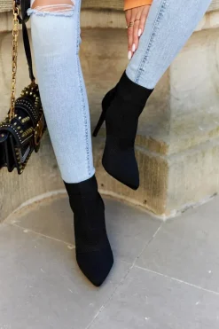 New Damskie buty S.Barski Damskie Botki Ze Skarpetą Na Szpilce Czarne Last Night